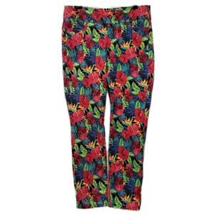 Soft Surroundings Skinny Ankle Pants Womens Medium M Tropical Print Pull On